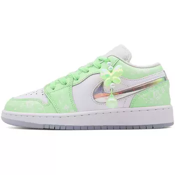 Кроссовки Air Jordan 1 Vintage Basketball Shoes Women's Low-top Green/White, зеленый