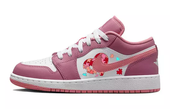 Кроссовки Air Jordan 1 Vintage Basketball Shoes Women's Low-top White/red/pink, розовый