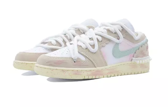 Кроссовки Air Jordan 1 Vintage Basketball Shoes Women's Low-top White, розовый