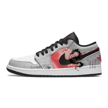 Кроссовки Air Jordan 1 Vintage Basketball Shoes Men Low-top Gray/Red, серый