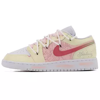 Кроссовки Air Jordan 1 Vintage Basketball Shoes Women's Low-top Pink/yellow/white, зеленый