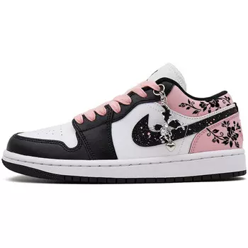 Кроссовки Air Jordan 1 Vintage Basketball Shoes Women's Low-top Pink/Black/White, черный/розовый