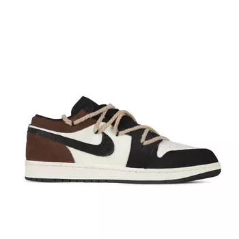 Кроссовки Air Jordan 1 Vintage Basketball Shoes Men Low-top Black/White/Brown, черный/белый/коричневый