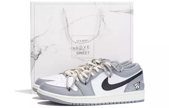 Кроссовки Air Jordan 1 Vintage Basketball Shoes Men Low-top White, серый