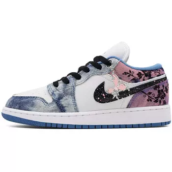 Кроссовки Air Jordan 1 Vintage Basketball Shoes Women's Low-top Blue/black/white, голубой