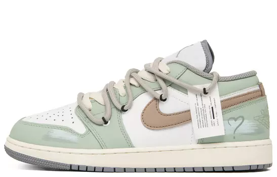 Кроссовки Air Jordan 1 Vintage Basketball Shoes Women's Low-top Green/Brown, светло-зеленый