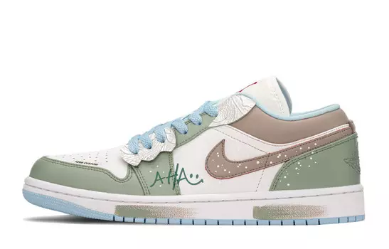 Кроссовки Air Jordan 1 Vintage Basketball Shoes Women's Low-top Beige/green, хаки