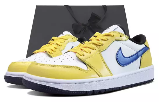 Кроссовки Air Jordan 1 Vintage Basketball Shoes Unisex Low-top White, цвет Canary