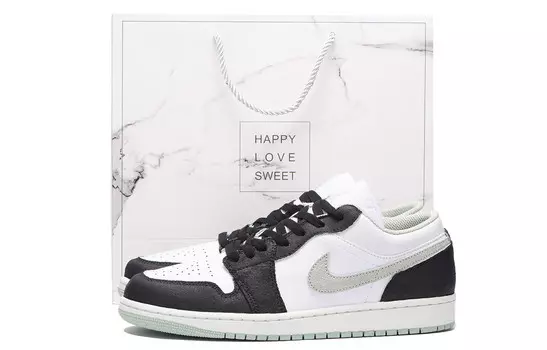 Кроссовки Air Jordan 1 Vintage Basketball Shoes Men Low-top Dark Gray, черный/зеленый