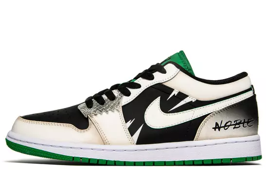Кроссовки Air Jordan 1 Vintage Basketball Shoes Women's Low-top Black/beige/green, цвет Off White