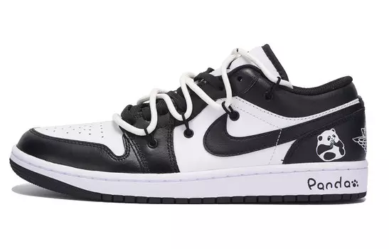 Кроссовки Air Jordan 1 Vintage Basketball Shoes Men Low-top White, черный/белый