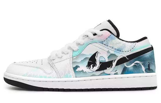 Кроссовки Air Jordan 1 Vintage Basketball Shoes Men Low-top White, белый/черный