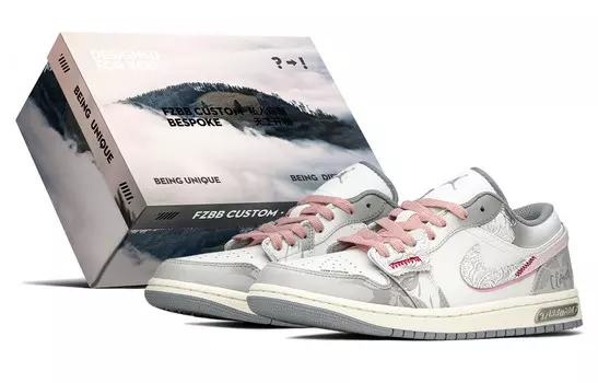 Кроссовки Air Jordan 1 Vintage Basketball Shoes Women's Low-top Gray/Pink, серый/розовый