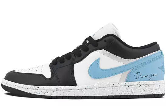 Кроссовки Air Jordan 1 Vintage Basketball Shoes Women's Low-top Black/Blue/Silver, цвет Carolina Blue