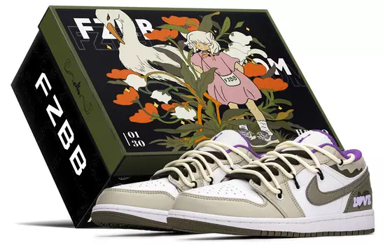 Кроссовки Air Jordan 1 Vintage Basketball Shoes Women's Low-top Brown/purple, фиолетовый