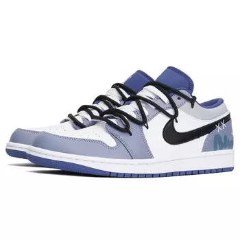 Кроссовки Air Jordan 1 Vintage Basketball Shoes Men Low-top Blue/White, белый