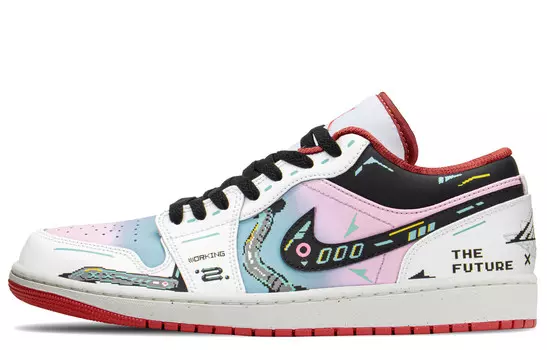 Кроссовки Air Jordan 1 Vintage Basketball Shoes Men Low-top Blue/pink, голубой