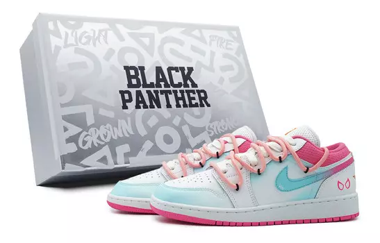 Кроссовки Air Jordan 1 Vintage Basketball Shoes Women's Low-top Pink/blue/white, розовый