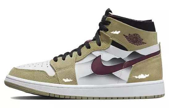 Кроссовки Air Jordan 1 Vintage Basketball Shoes Men High-top Green/White, зеленый