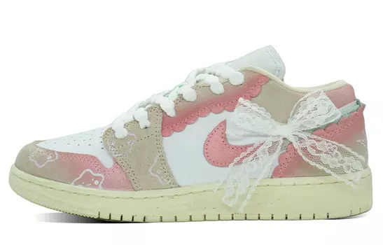 Кроссовки Air Jordan 1 Vintage Basketball Shoes Women's Low-top White/pink, розовый