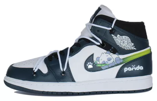 Кроссовки Air Jordan 1 Vintage Basketball Shoes Men High-top Cyan/White, голубой
