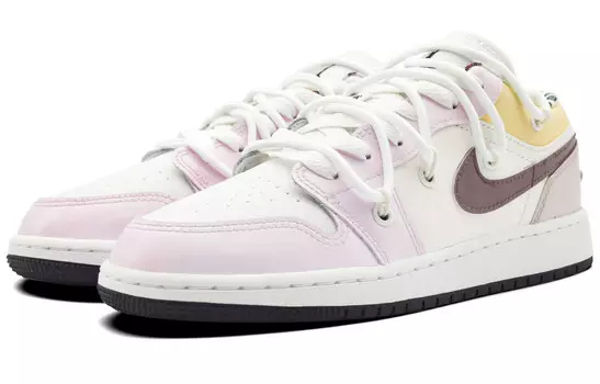 Кроссовки Air Jordan 1 Vintage Basketball Shoes Women's Low-top Pink, белый