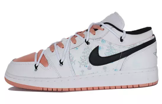 Кроссовки Air Jordan 1 Vintage Basketball Shoes Women's Low-top Pink/White/Black, розовый