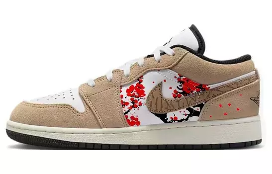 Кроссовки Air Jordan 1 Vintage Basketball Shoes Men Low-top Brown/White, коричневый