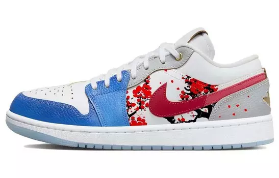 Кроссовки Air Jordan 1 Vintage Basketball Shoes Men Low-top Blue/white/red, синий
