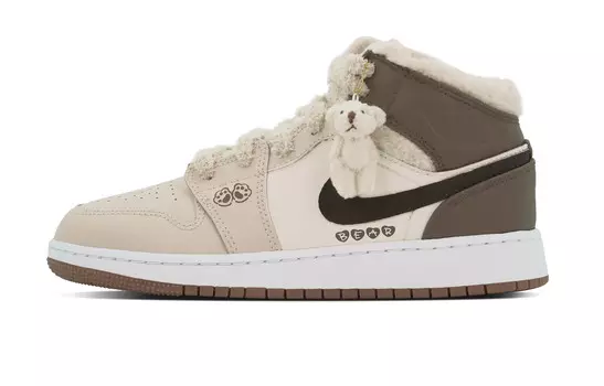Кроссовки Air Jordan 1 Vintage Basketball Shoes Women's Mid-top Brown/beige, коричневый