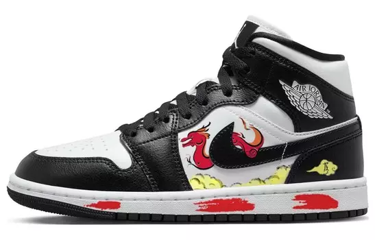 Кроссовки Air Jordan 1 Vintage Basketball Shoes Women's Mid-top Black/white, черный