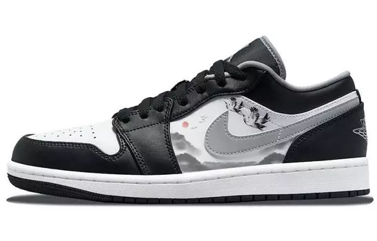 Кроссовки Air JORDAN 1 Vintage Basketball Shoes Men Low-Top Black White, черный