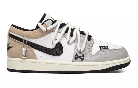 Кроссовки Air Jordan 1 Vintage Basketball Shoes Women's Low-top Gray/Yellow, серый/желтый