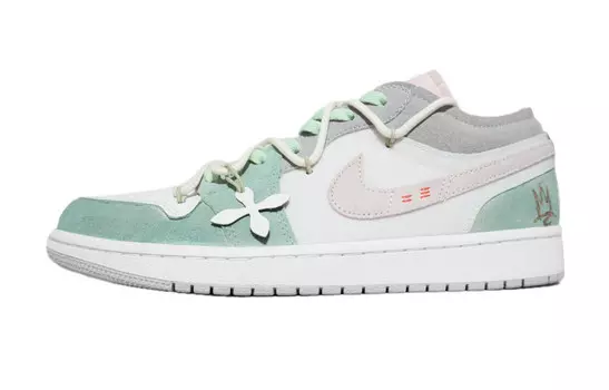 Кроссовки Air Jordan 1 Vintage Basketball Shoes Men Low-top Blue, White, голубой