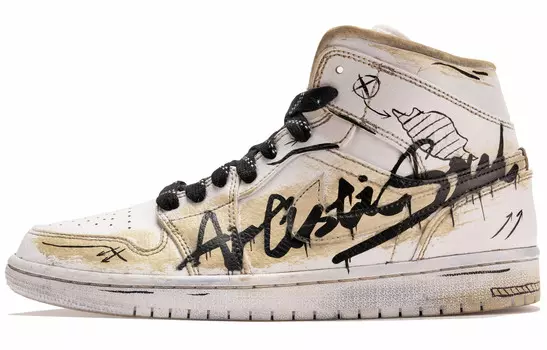 Кроссовки Air Jordan 1 Vintage Basketball Shoes Men Mid-top White, коричневый