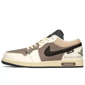 Кроссовки Air Jordan 1 Vintage Basketball Shoes Women's Low-top Black/beige, бежевый/черный