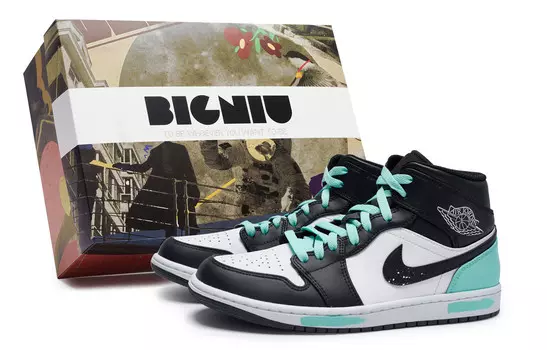 Кроссовки Air Jordan 1 Vintage Basketball Shoes Women's Mid-top Tiffany, черный/белый