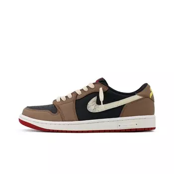 Кроссовки Air Jordan 1 Vintage Basketball Shoes Women's Low-top Black/brown/red, черный/коричневый