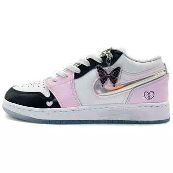 Кроссовки Air Jordan 1 Vintage Basketball Shoes Women's Low-top Black, розовый
