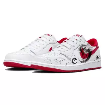 Кроссовки Air Jordan 1 Vintage Basketball Shoes Unisex Low-top White/red, белый/красный
