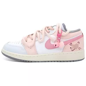 Кроссовки Air Jordan 1 Vintage Basketball Shoes Women's Low-top Pink/blue/white, розовый