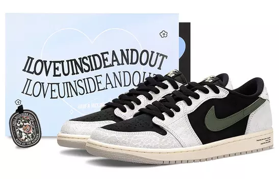 Кроссовки Air Jordan 1 Vintage Basketball Shoes Women's Low-top Black/white/green, белый