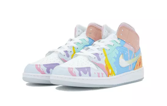 Кроссовки Air Jordan 1 Vintage Basketball Shoes Women's Mid-top Blue/pink/white, голубой