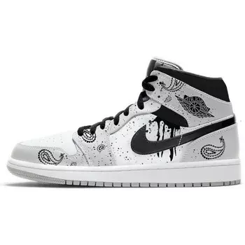 Кроссовки Air Jordan 1 Vintage Basketball Shoes Men Mid-top White/gray/black, серый