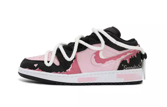 Кроссовки Air Jordan 1 Vintage Basketball Shoes Women's Low-top Black/Pink, розовый