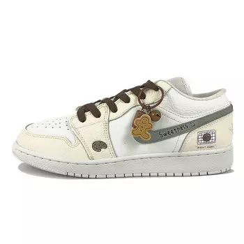 Кроссовки Air Jordan 1 Vintage Basketball Shoes Women's Low-top White, белый