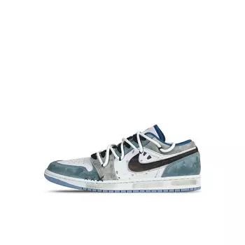 Кроссовки Air Jordan 1 Vintage Basketball Shoes Men Low-top Gray, зеленый