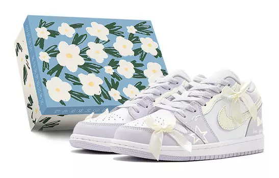 Кроссовки Air Jordan 1 Vintage Basketball Shoes Women's Low-top Yellow, цвет Light Lavender