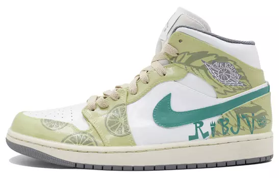 Кроссовки Air Jordan 1 Vintage Basketball Shoes Men Mid-top Green/White, желтый