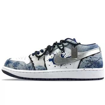 Кроссовки Air Jordan 1 Vintage Basketball Shoes Men Low-top Black, синий